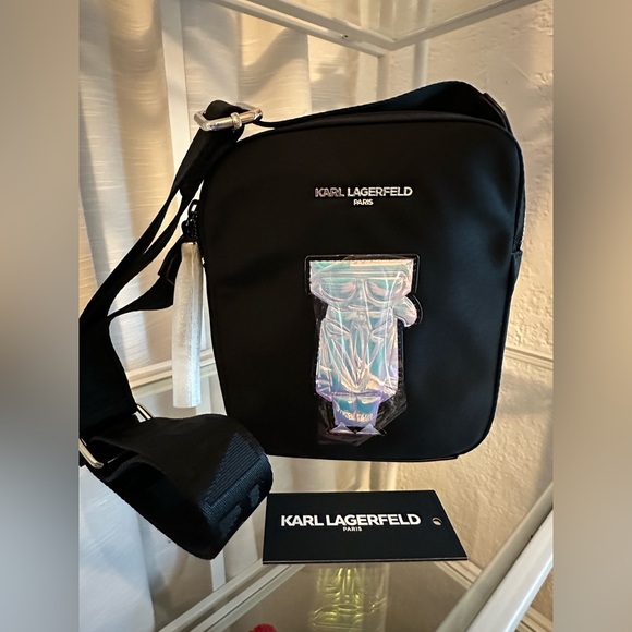 Karl Lagerfeld Black Crossbody Bag with Holographic Logo - Picture 2 of 6